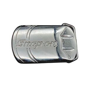 Vintage Snap-On Belt Buckle Chrome On Solid Brass Made In USA